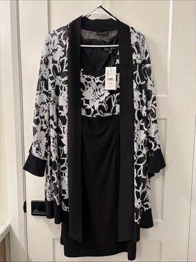 Laura Black & White Floral Lace Two-Piece Dress Set